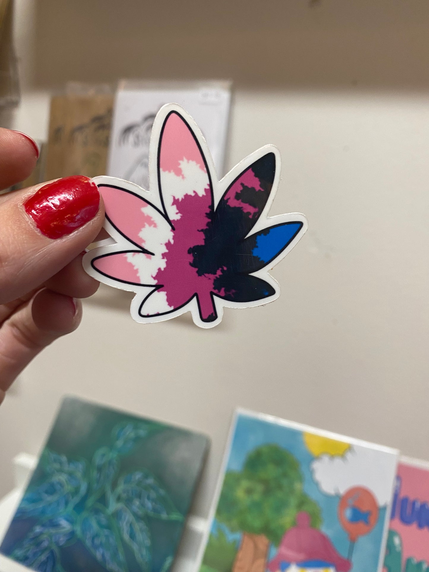 Genderfluid pride weed leaf sticker