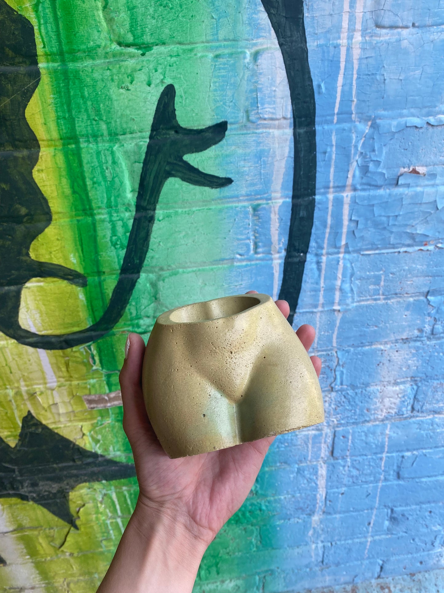 2.5" Concrete Butt Pot Yellow/Green