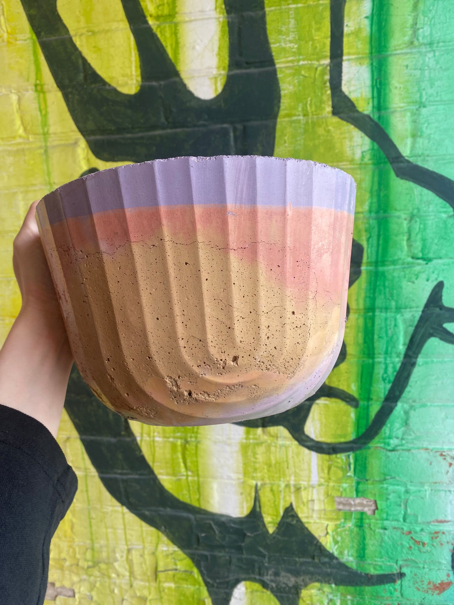 7” Concrete planter / purple, pink and+ yellow