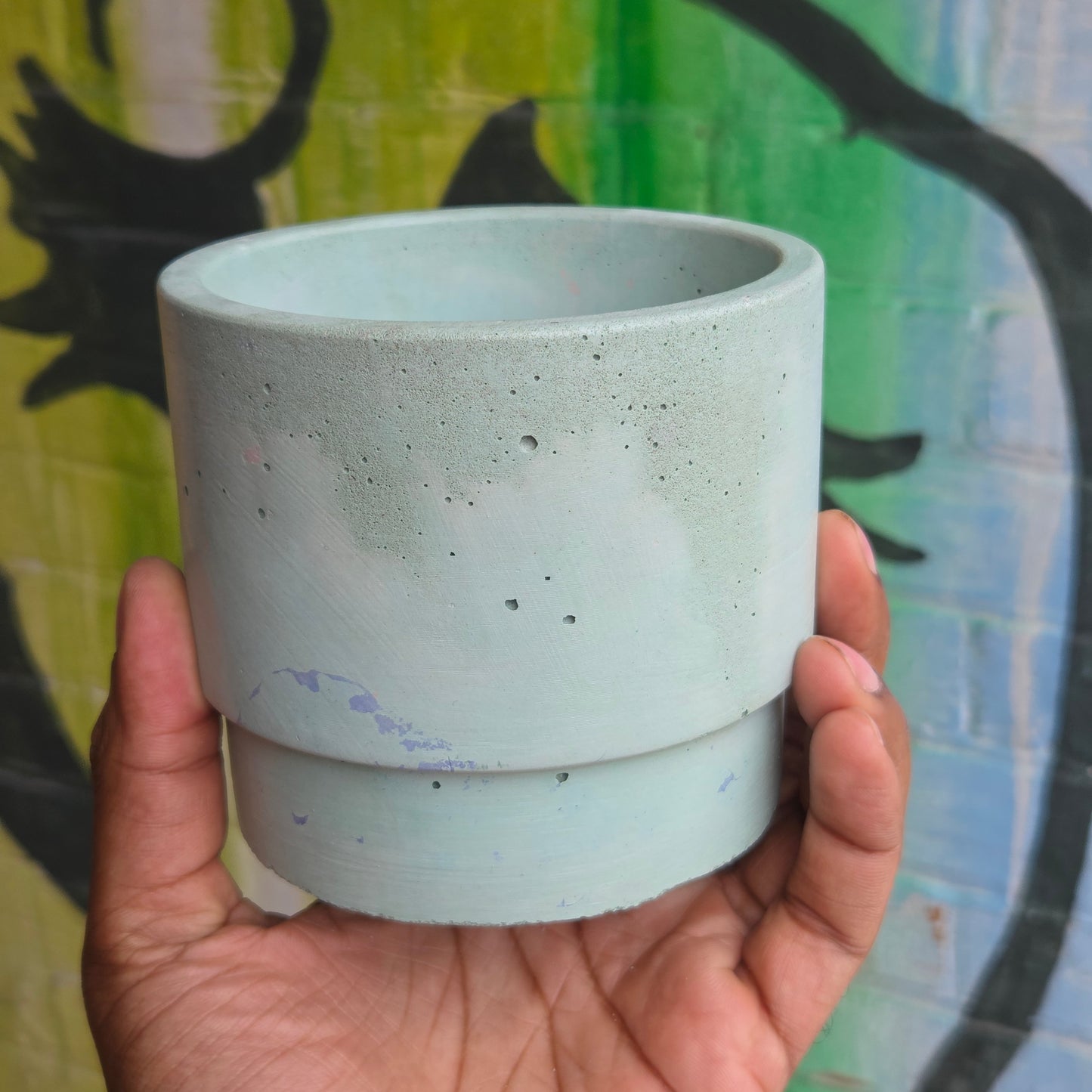 3.5" Concrete Simple Pot Pale Sky Blue
