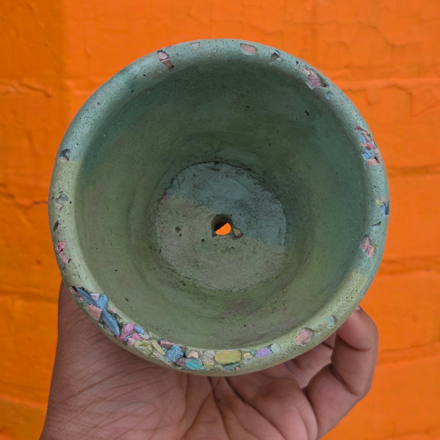 3.5" Concrete Tulip Pot Avocado/Turquoise/Confetti