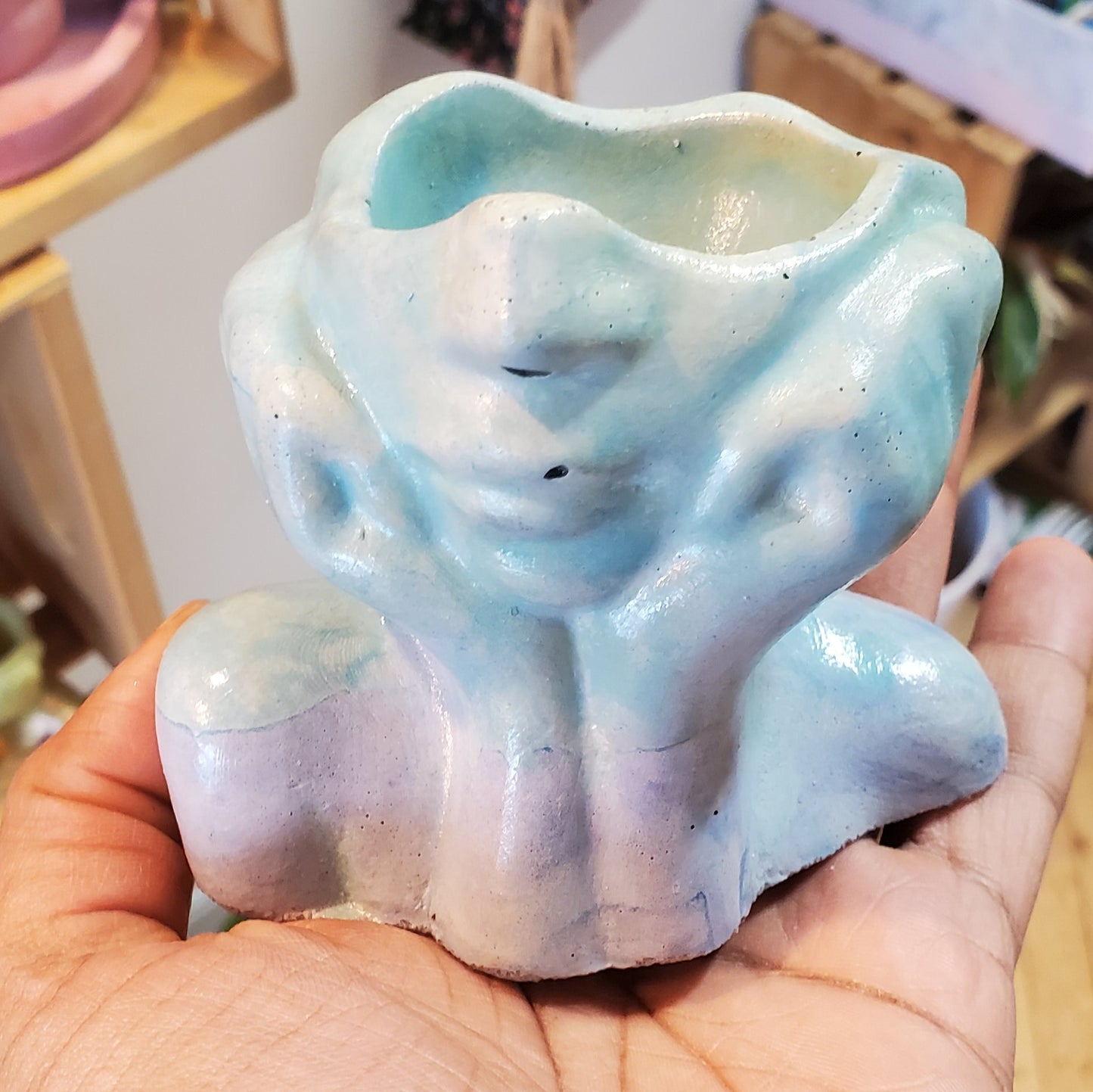 2.5" Concrete Head Bust Blue/Light Blue