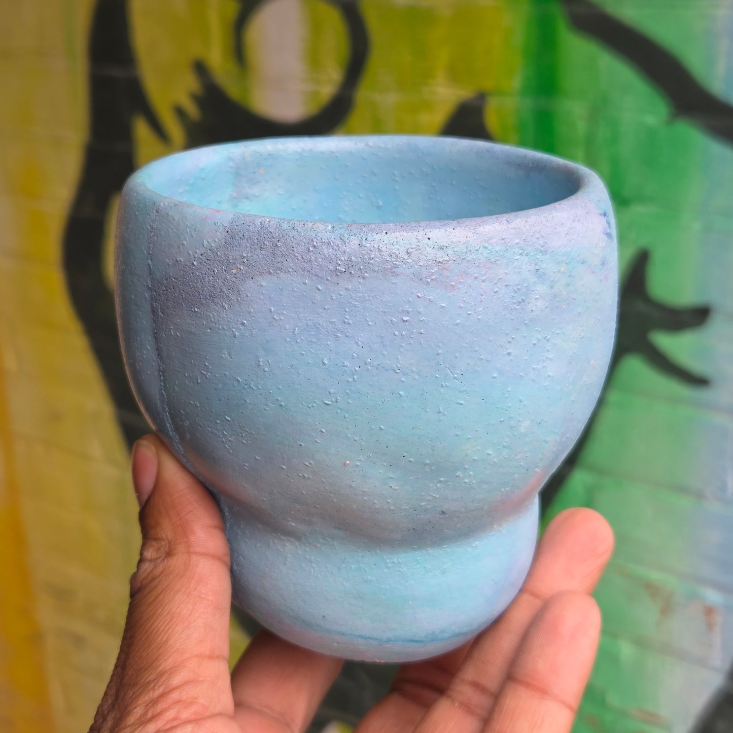 3.5" Concrete Tulip Pot Light Blue Mix