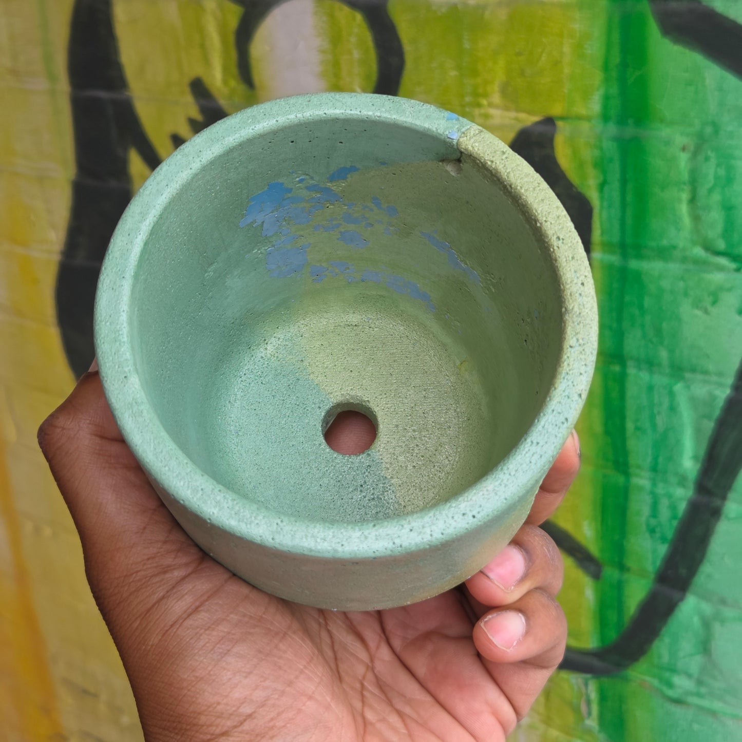3.5" Concrete Simple Pot Pale Green/Turquoise