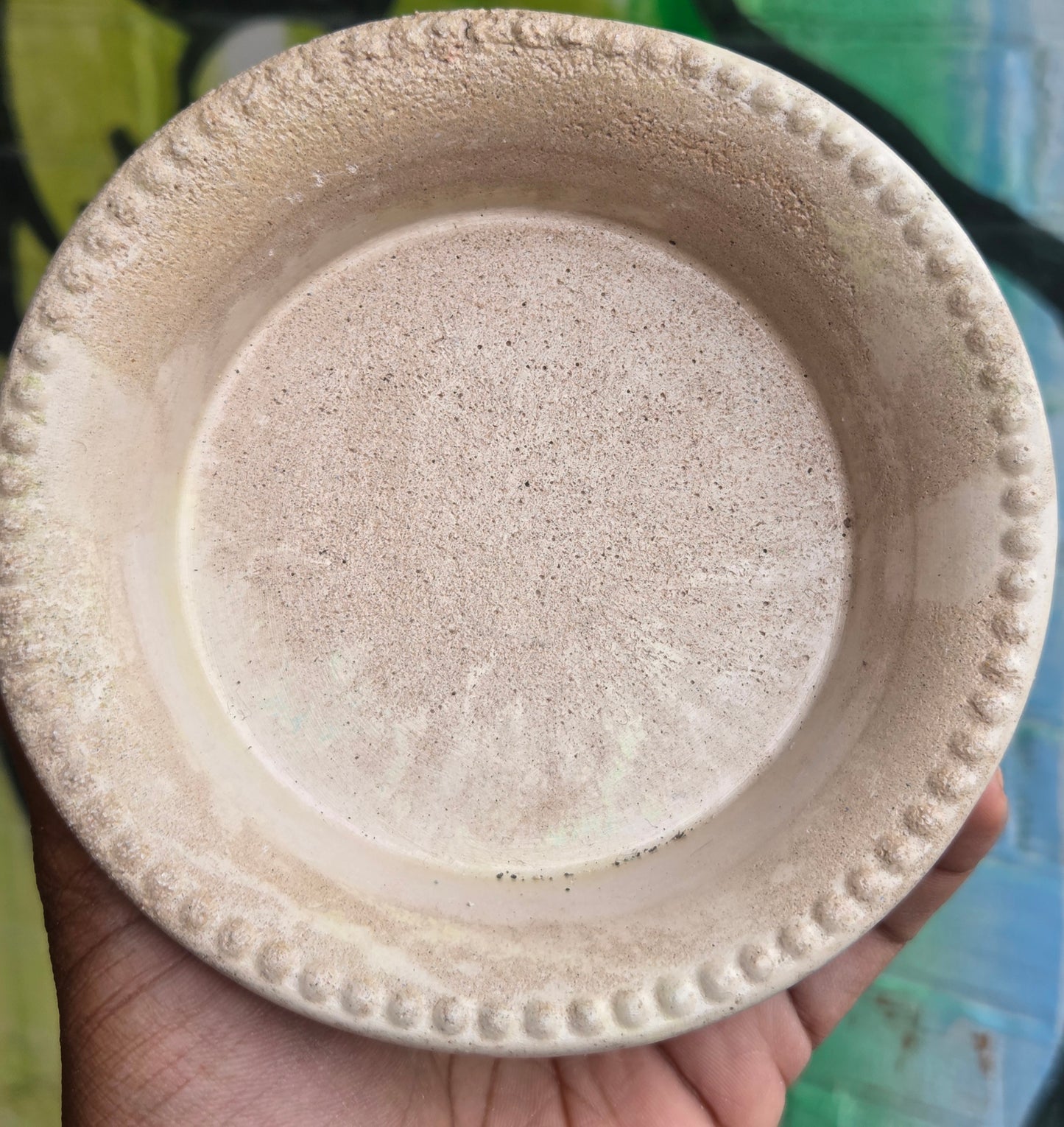 5" Concrete Tapered Pot w/Tray Peach