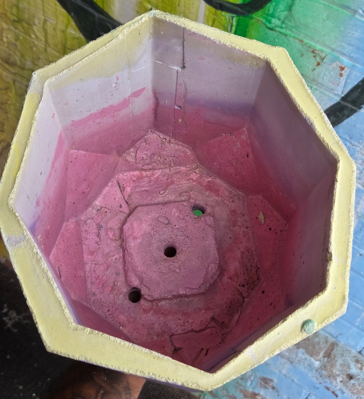 8" Octagonal Concrete Pot Peach/Pink/Purple