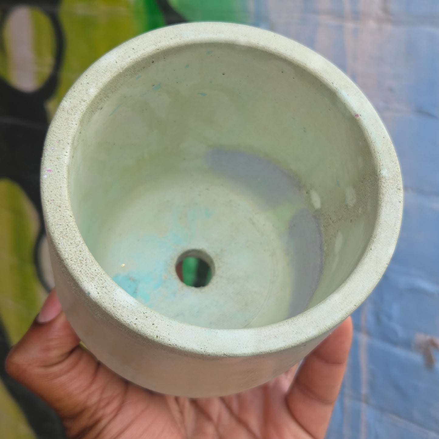3.5" Concrete Simple Pot Pale Green/Gray