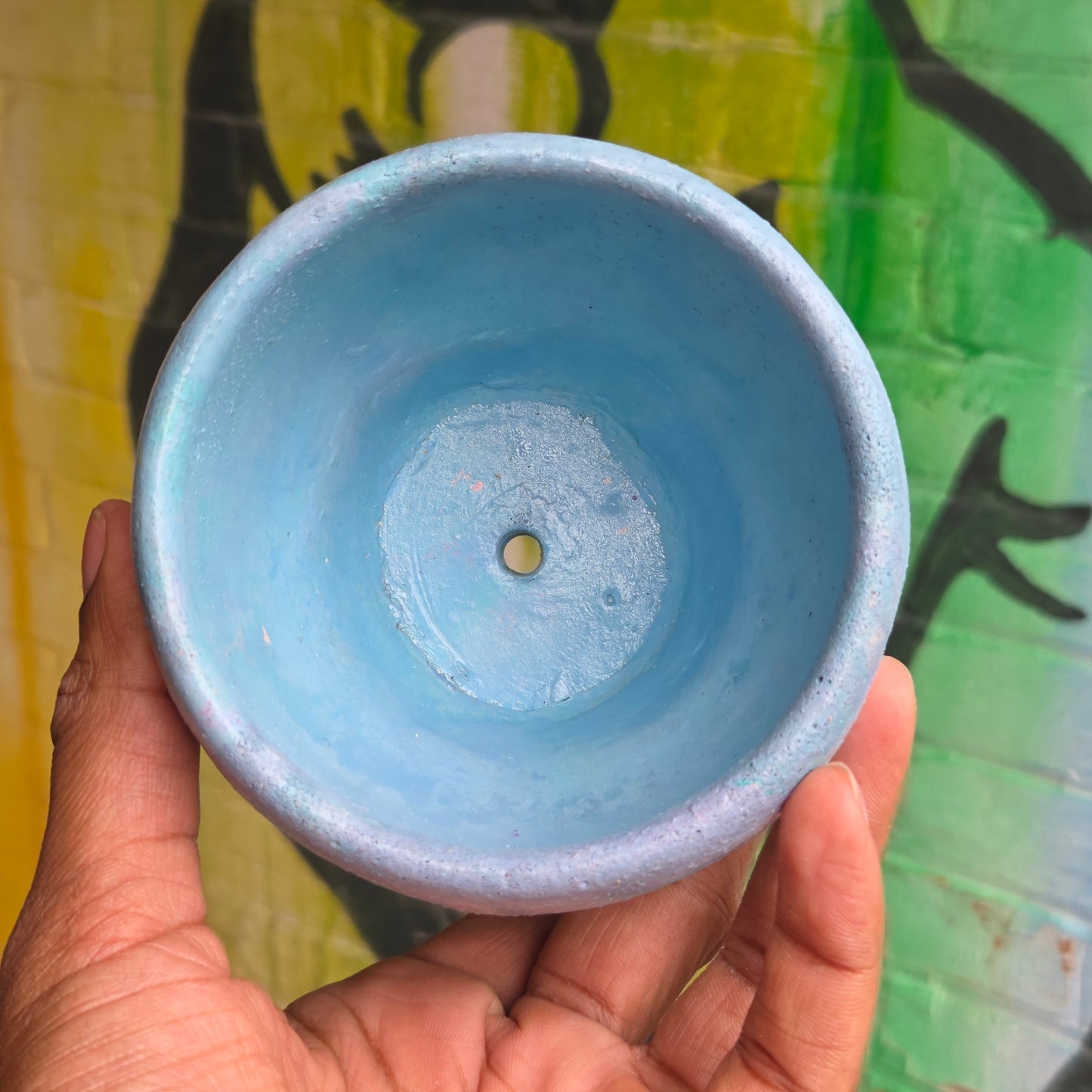 3.5" Concrete Tulip Pot Light Blue Mix