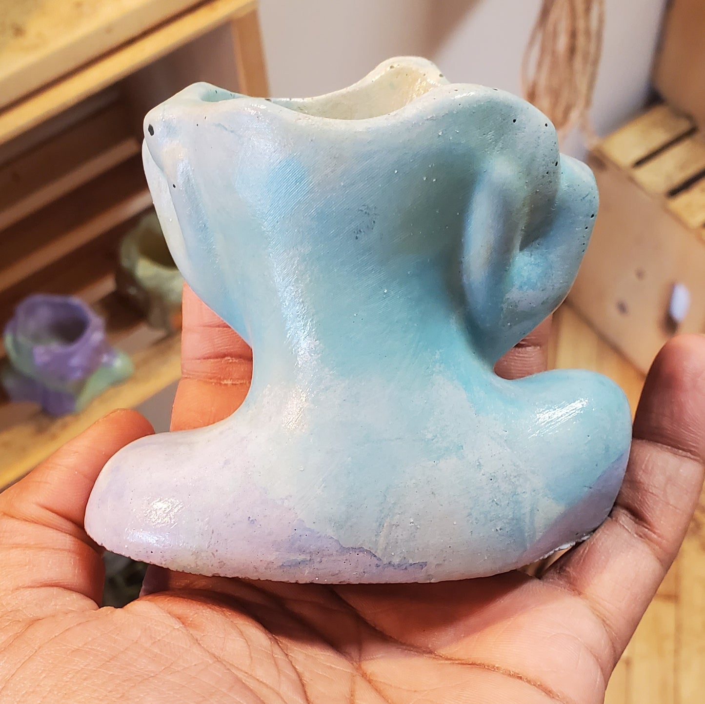 2.5" Concrete Head Bust Blue/Light Blue