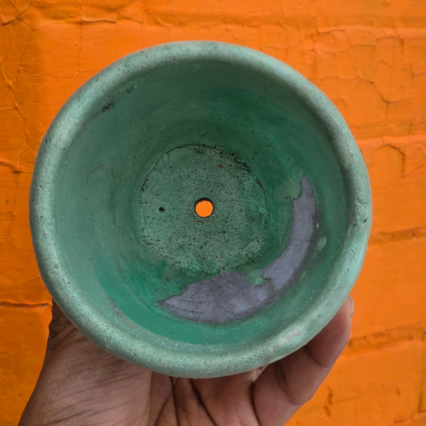 3.5" Concrete Tulip Pot Turquoise and Purple