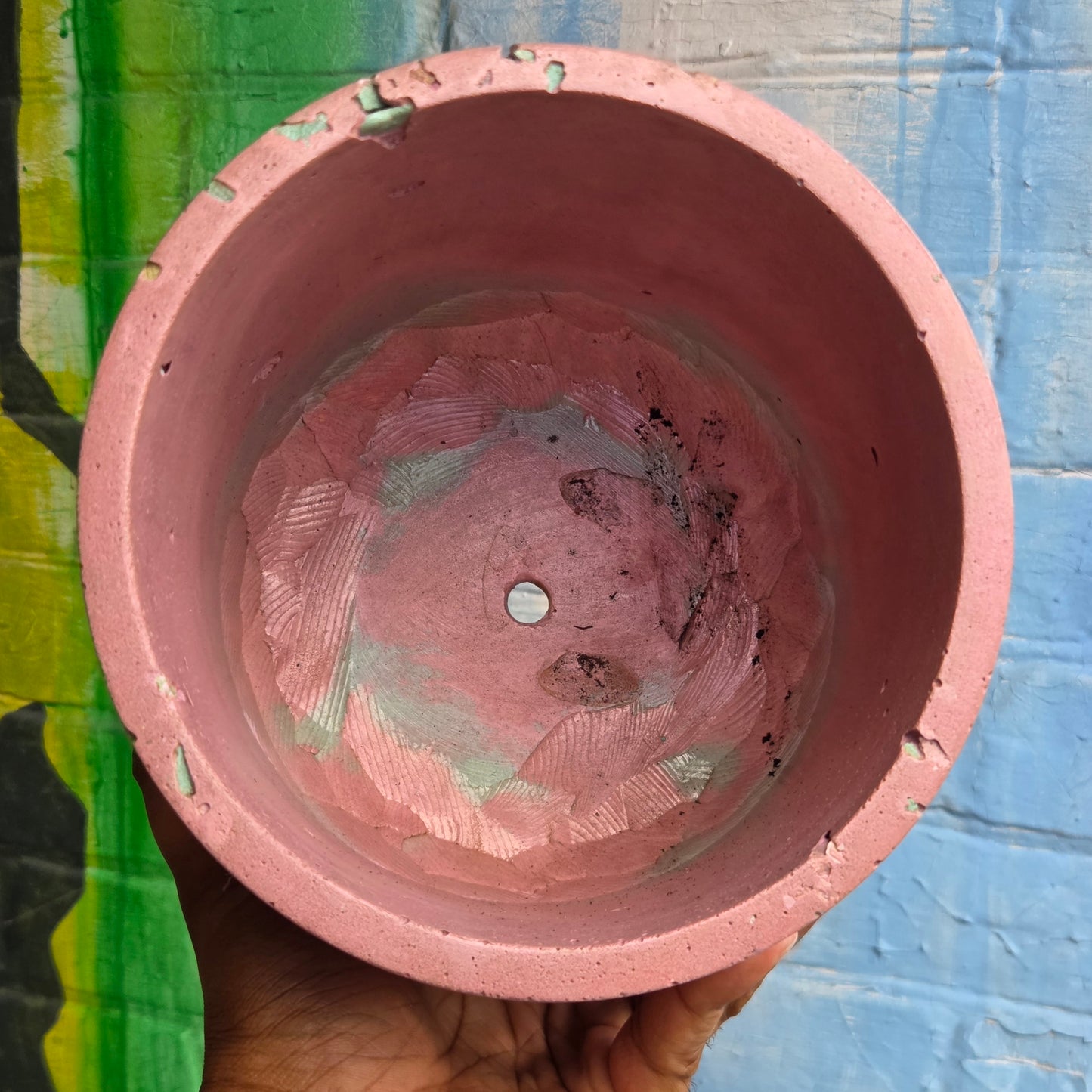 6” Concrete Planter Pink/Turquoise