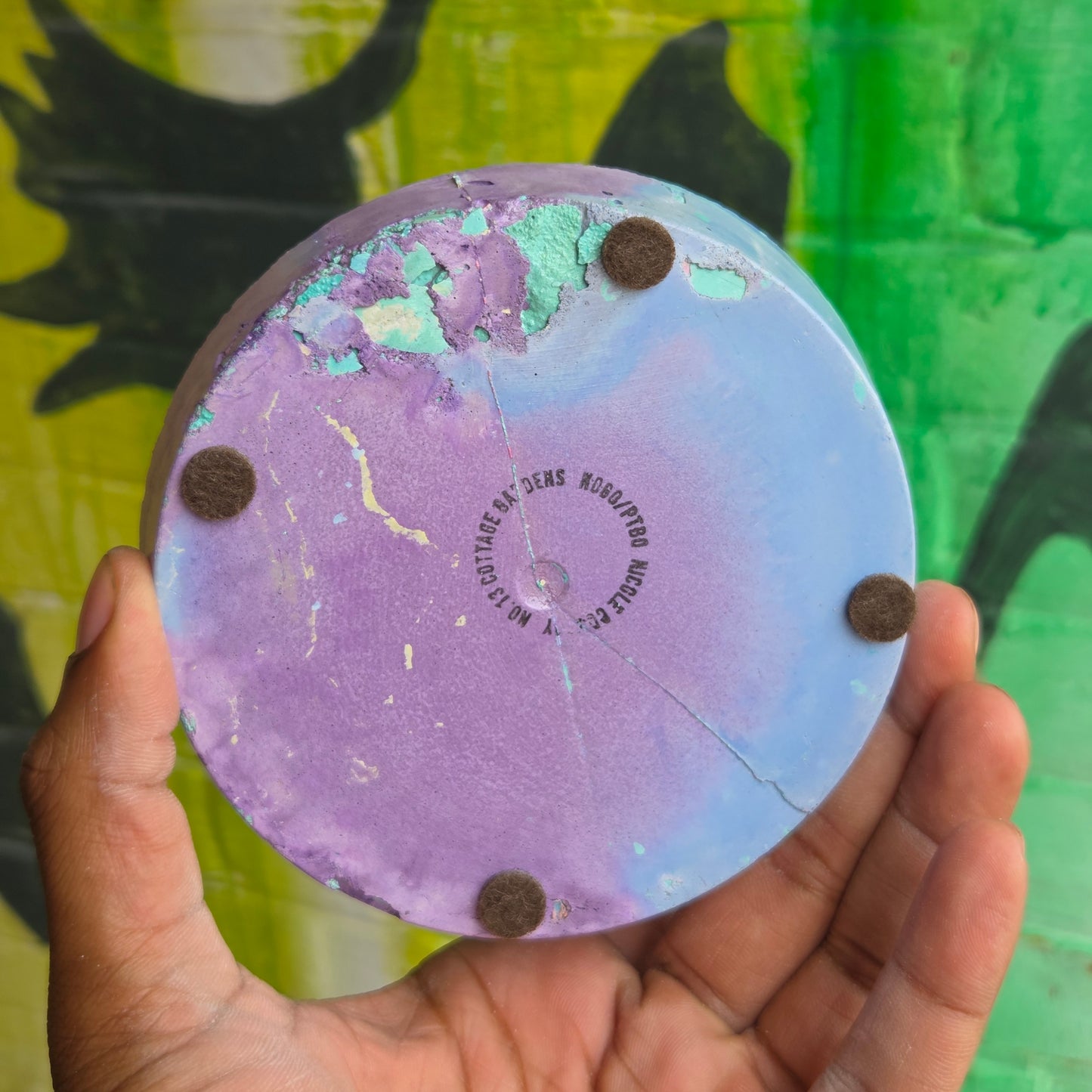 Small Wavy Rim Concrete Drainage Tray Tie Die Purple w/Blue