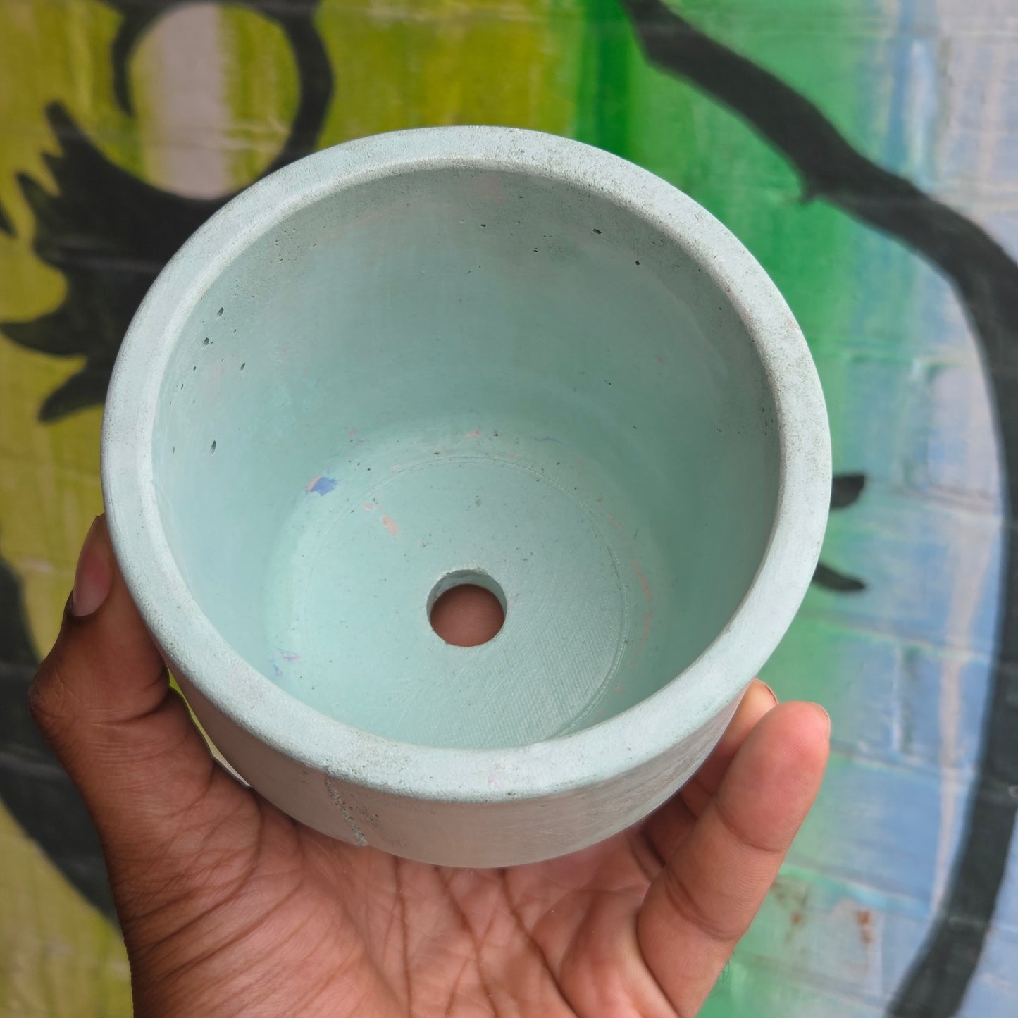 3.5" Concrete Simple Pot Pale Sky Blue