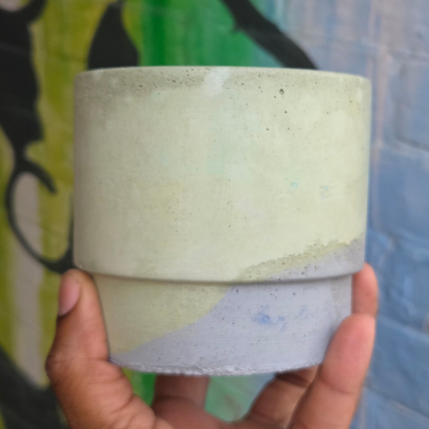 3.5" Concrete Simple Pot Pale Green/Gray