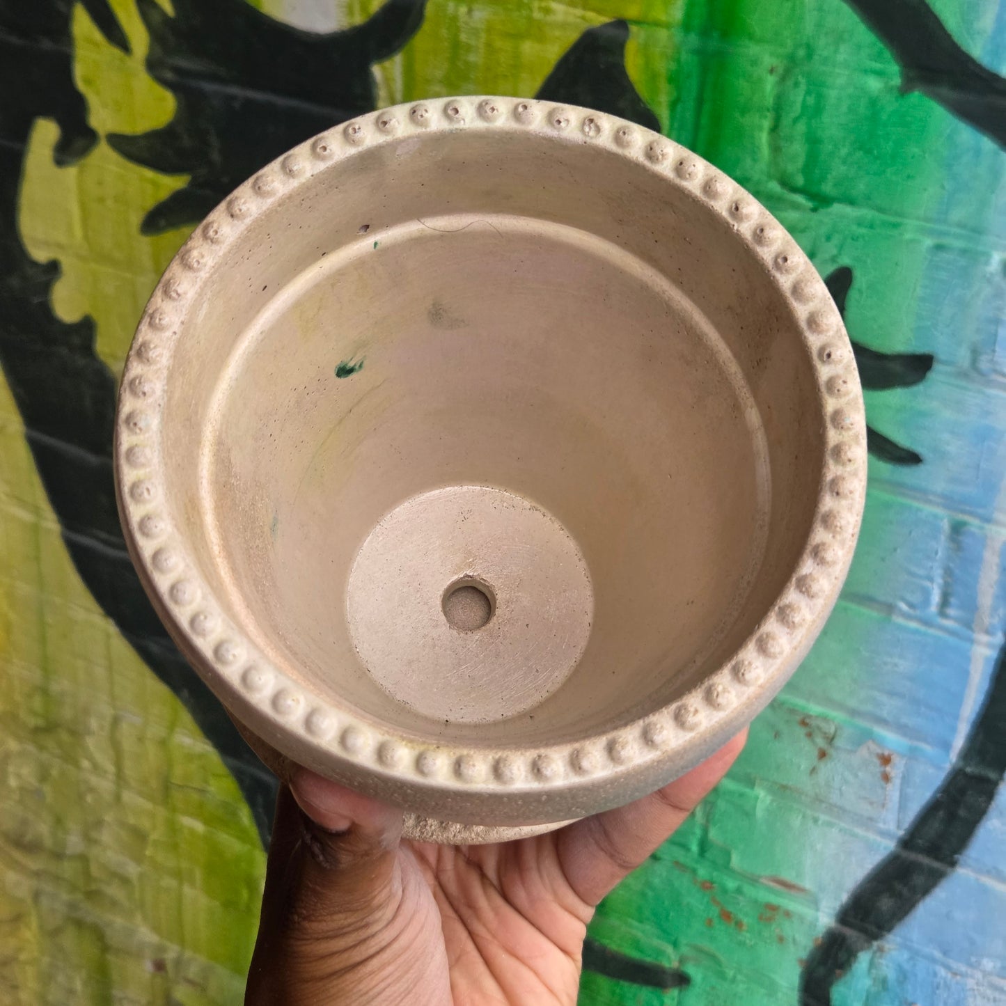5" Concrete Tapered Pot w/Tray Peach