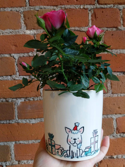 Plant Goals Plant Shop 4.5" Holly Hounds Potcover | Naughty Dog