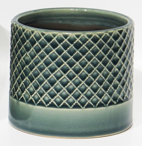 Plant Goals Plant Shop 4.7" Hatched Potcover | Blue
