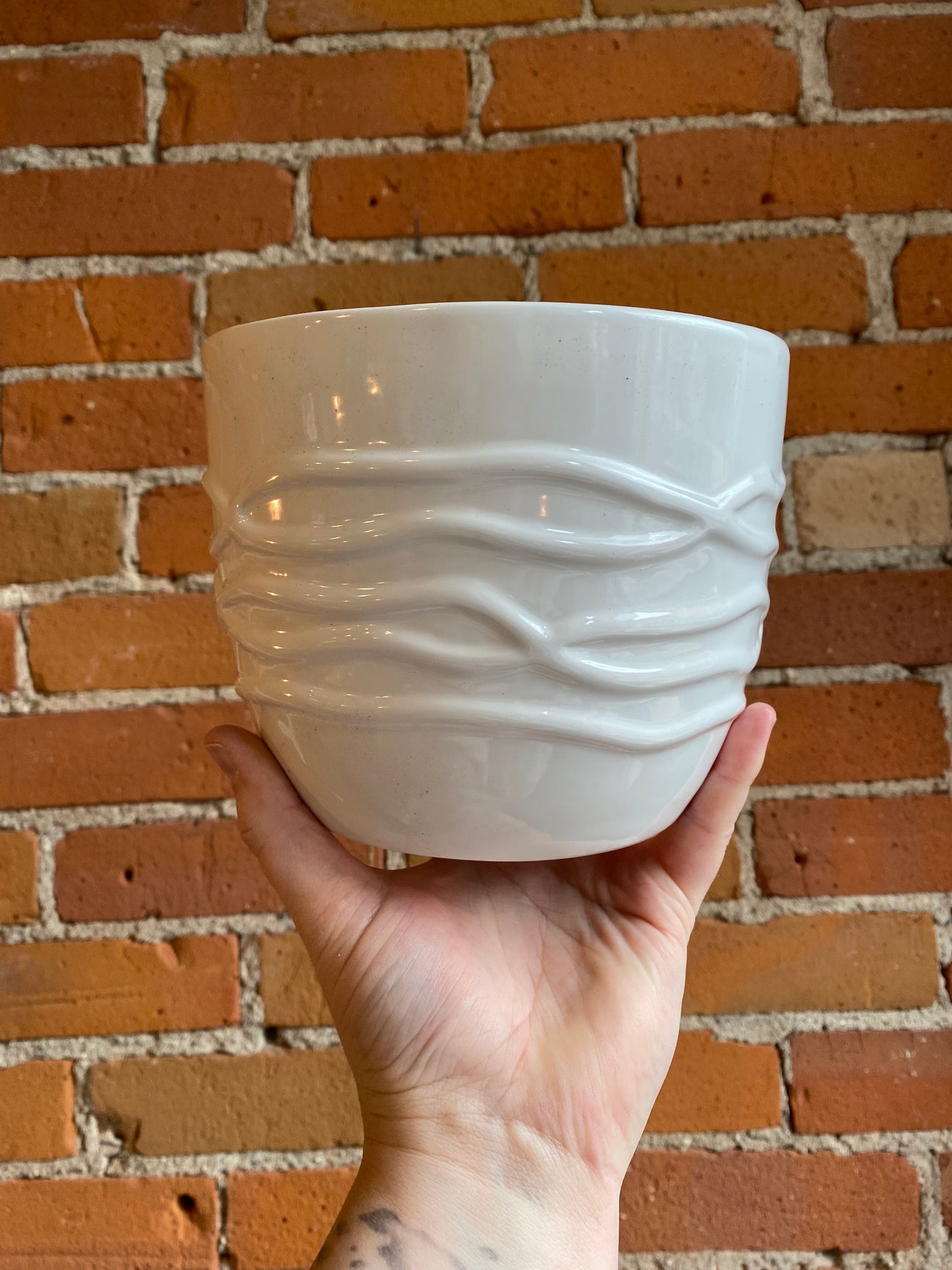 Plant Goals Plant Shop 6" Valk Potcover | White