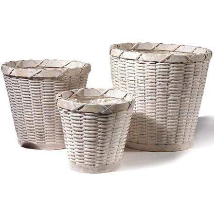 Plant Goals Plant Shop 8" Oakwood Basket Potcover | White