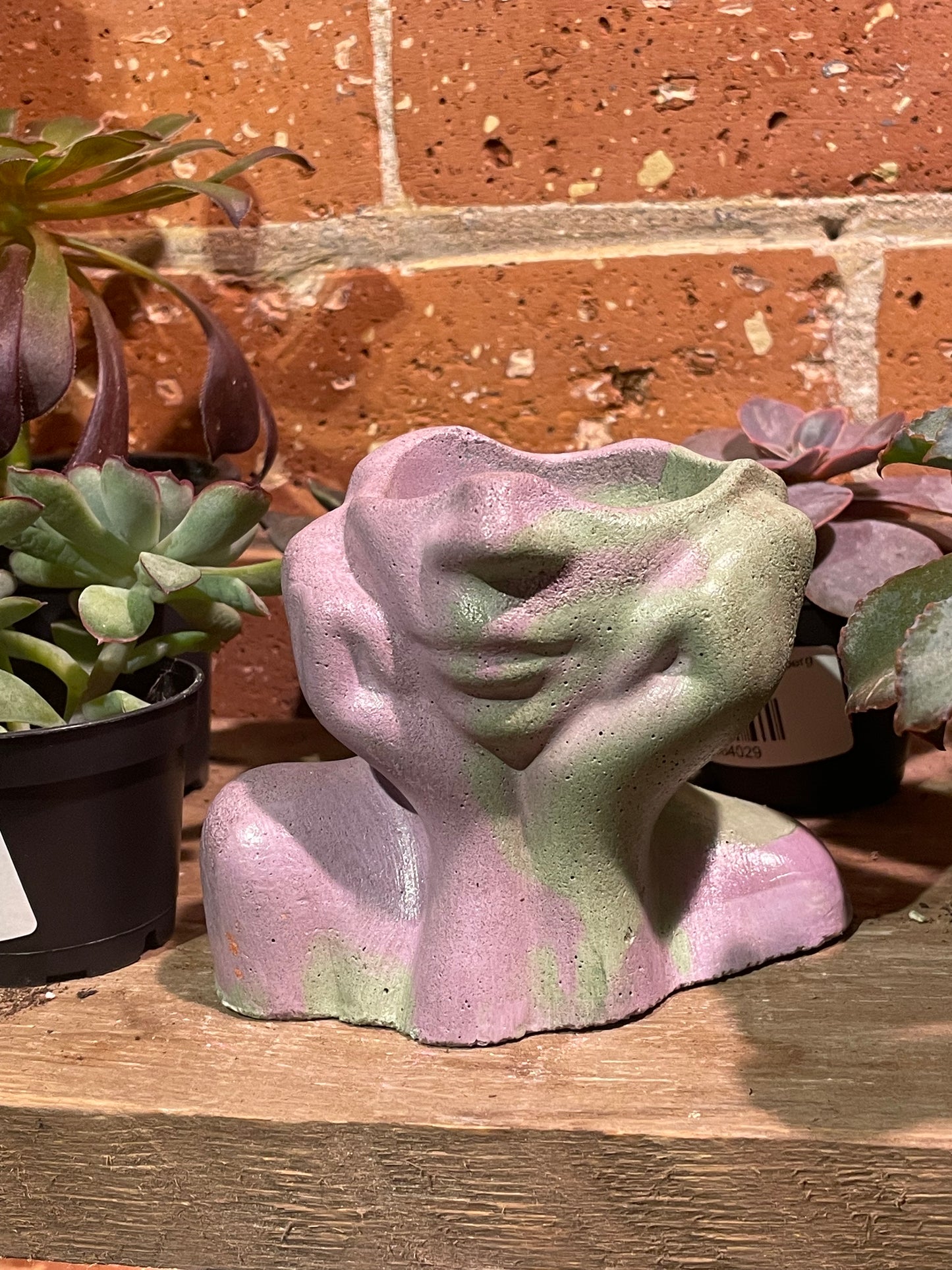 2.5" Concrete Head Bust Green/Purple