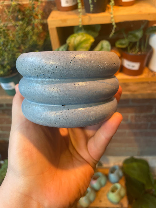 3.5" Concrete Bubble Pot Blue