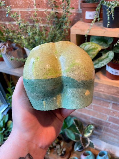 2.5" Concrete Butt Pot Green/Light Green