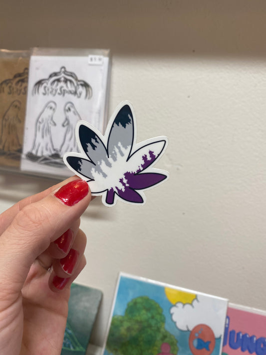 Asexual pride weed leaf sticker