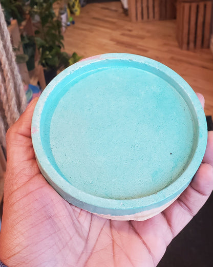 Small Concrete Drainage Tray Peach/Teal