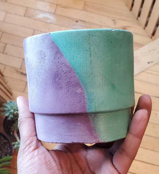 3.5" Concrete Simple Pot Purple/Teal