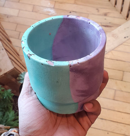 3.5" Concrete Simple Pot Purple/Teal