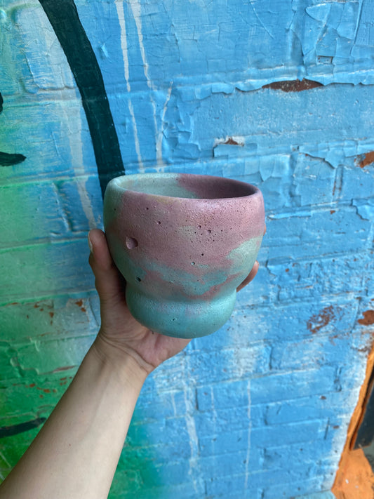 3.5" Concrete Tulip Pot Light Blue/Pink