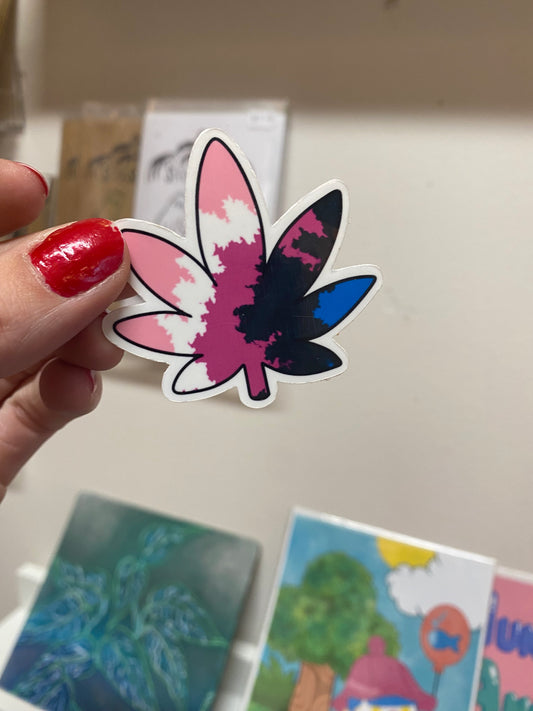 Genderfluid pride weed leaf sticker