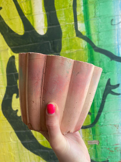 5” Concrete Planter / pink + teal