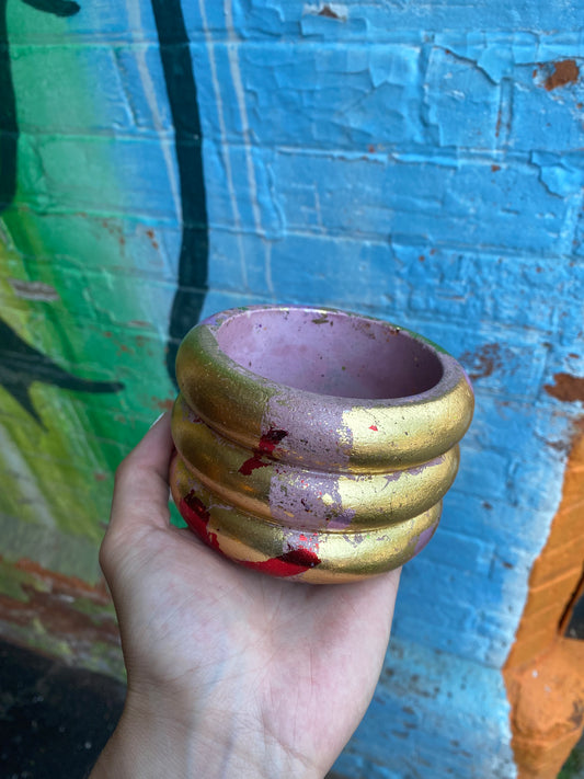 3.5" Concrete Bubble Pot Rainbow Metallic