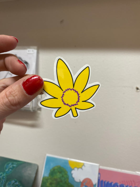 Intersex pride weed leaf sticker