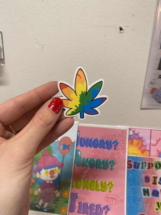 Pride weed leaf sticker