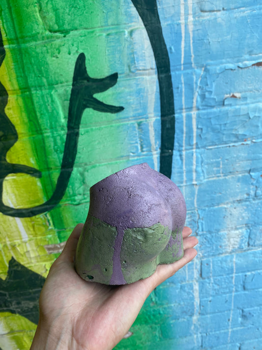 2.5" Concrete Butt Pot Purple/Green
