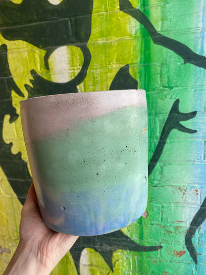 6” Concrete Planter / Pastel pink, green + blue