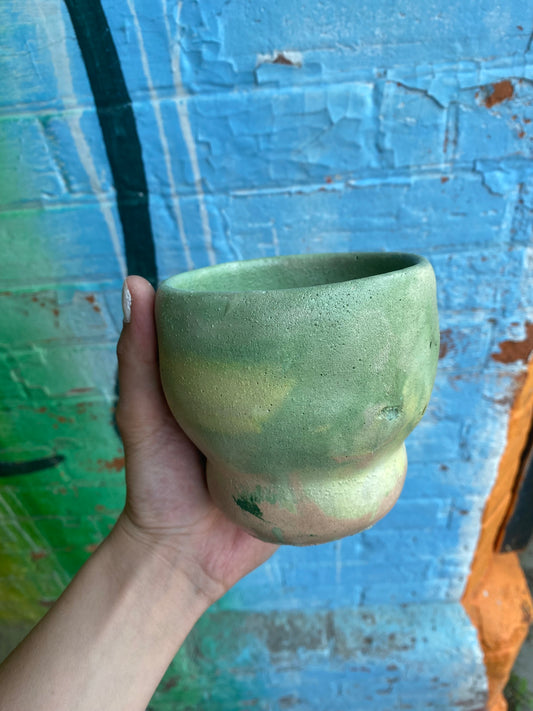 3.5" Concrete Tulip Pot Avocado/Yellow/Peach