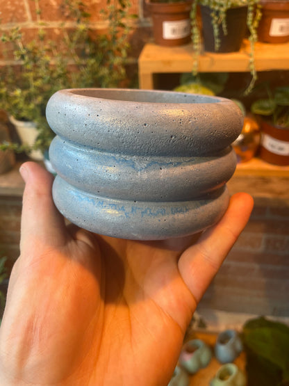 3.5" Concrete Bubble Pot Blue