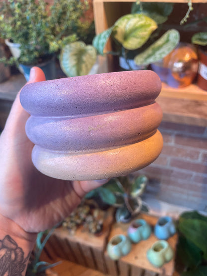 3.5" Concrete Bubble Pot Purple/Peach