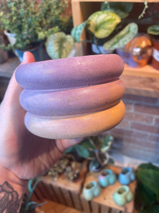 3.5" Concrete Bubble Pot Purple/Peach