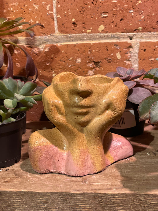 2.5" Concrete Head Bust Pink/Yellow