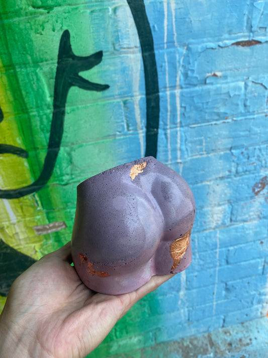 2.5" Concrete Butt Pot Purple with Copper