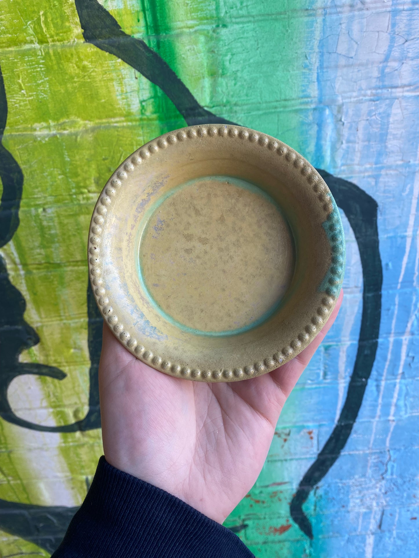 5" Concrete Tapered Pot Yellow/Teal