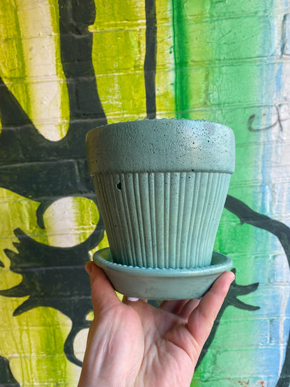 5" Concrete Tapered Pot Light Blue