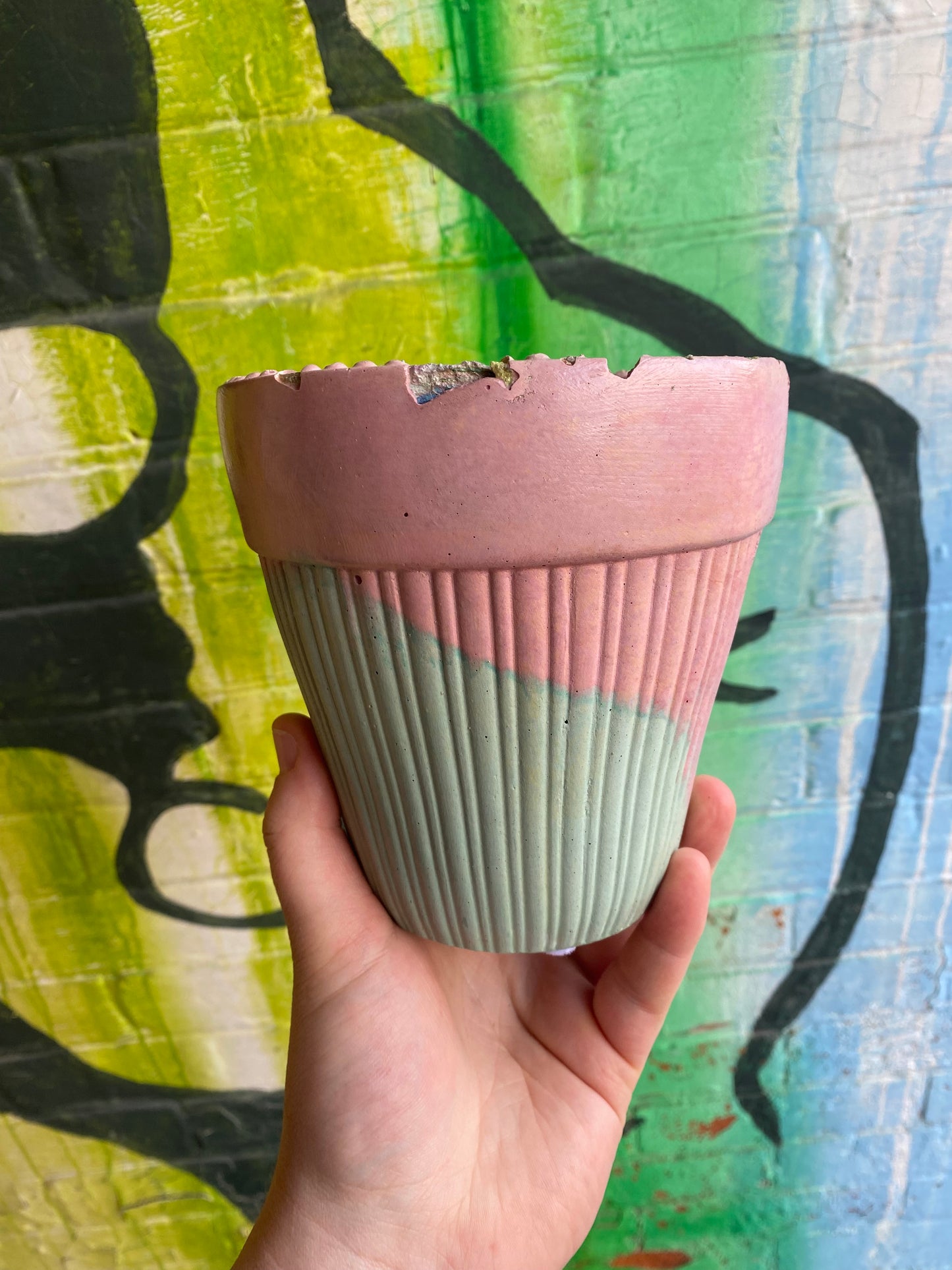 5" Concrete Tapered Pot Cotton Candy