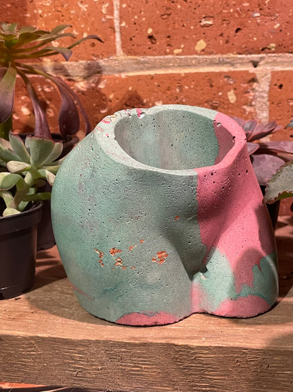 2.5" Concrete Butt Pot Cherry/Teal