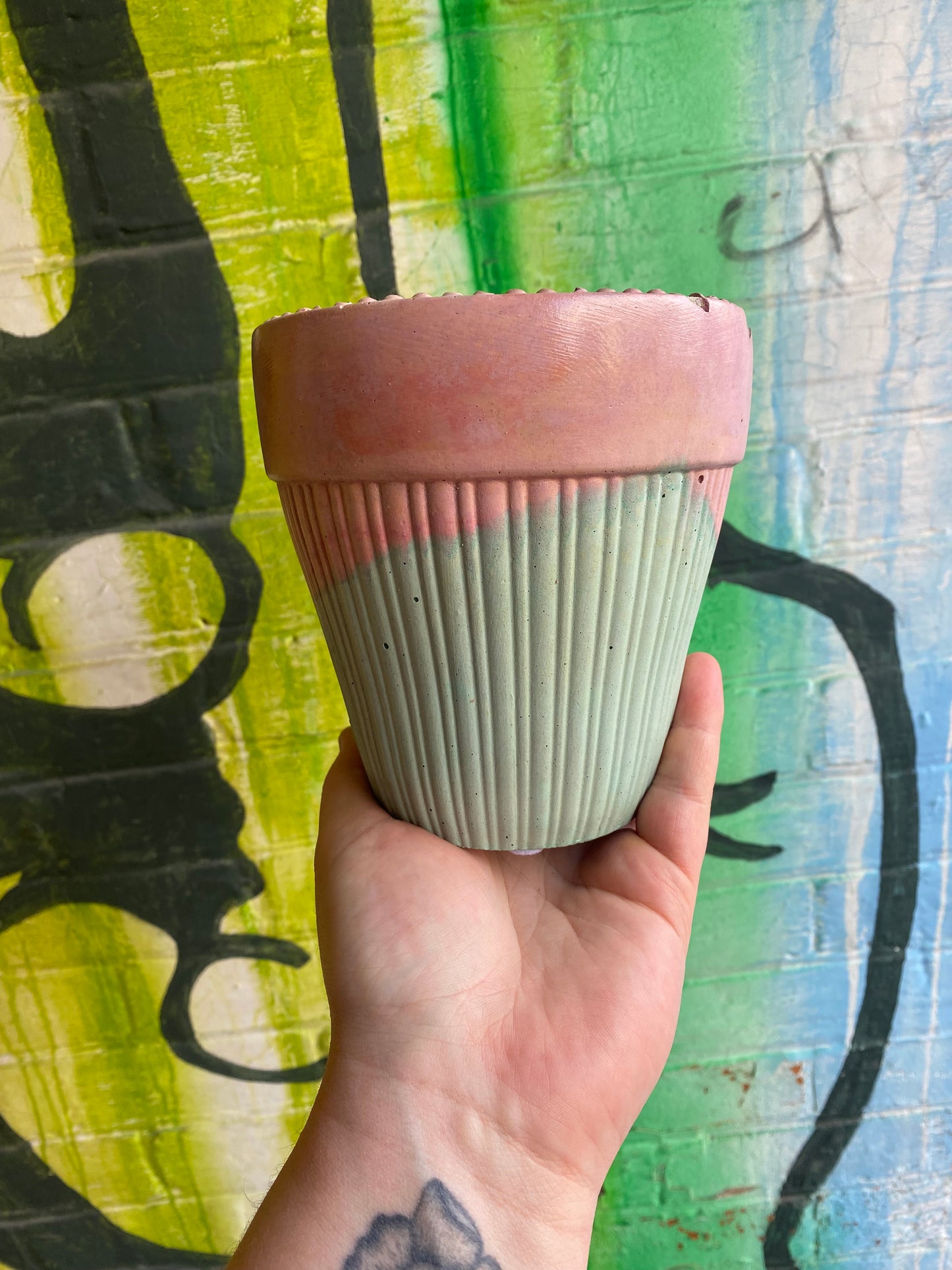 5" Concrete Tapered Pot Cotton Candy