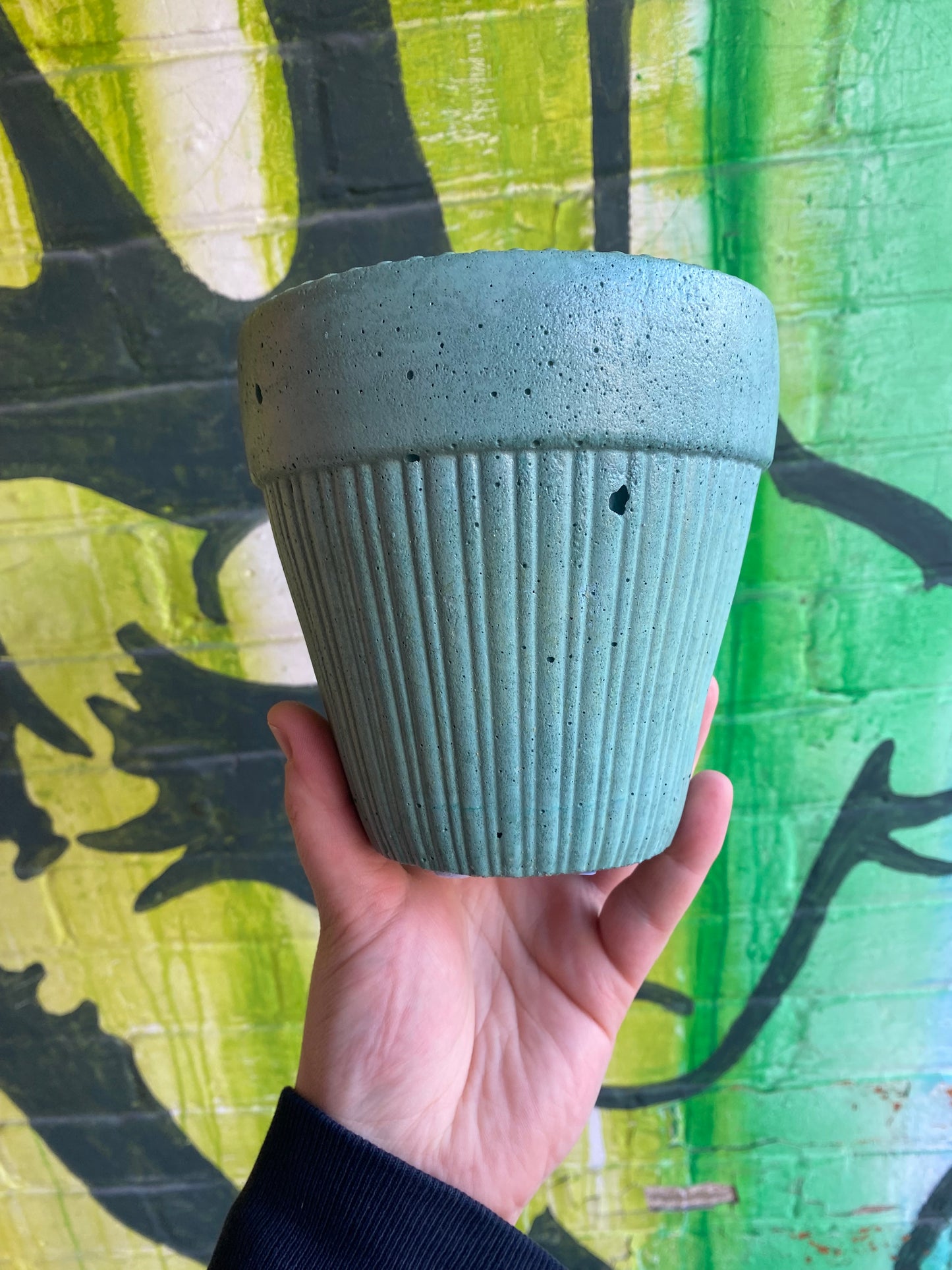 5" Concrete Tapered Pot Light Blue